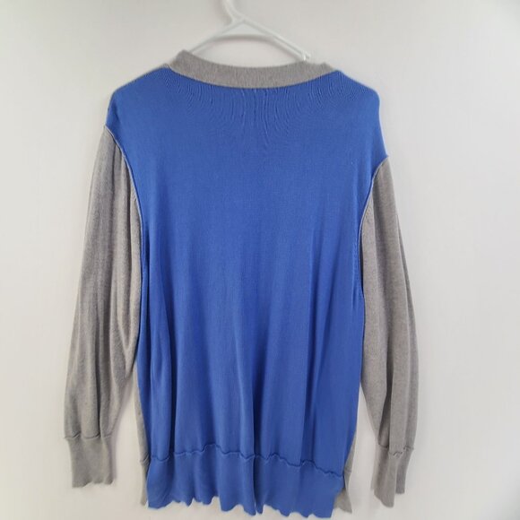 Vertical Design Cardigan Sweater V Neck Blue/Gray  Colorblock Women's Size 3X - Picture 5 of 8